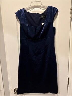 connected apparel Navy Cap-Sleeve Sheath Midi Dress
